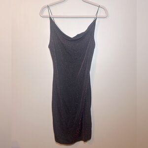 Black Sparkly mini dress - black with pink threads